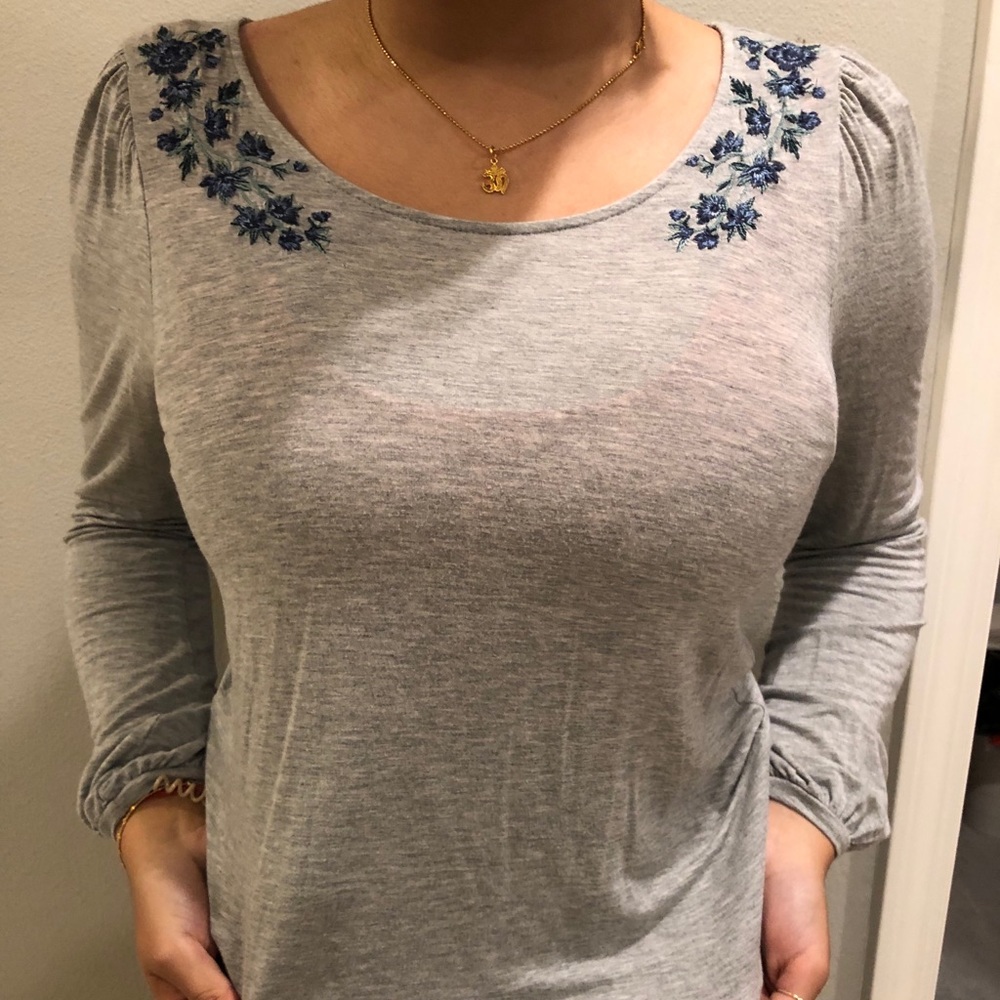 Grey, long sleeve t-shirt